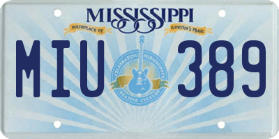 MS license plate MIU389