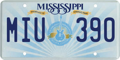 MS license plate MIU390
