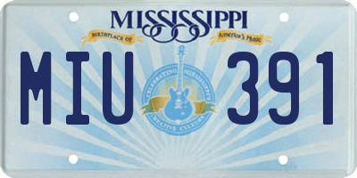 MS license plate MIU391
