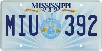 MS license plate MIU392