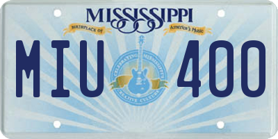 MS license plate MIU400
