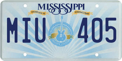 MS license plate MIU405
