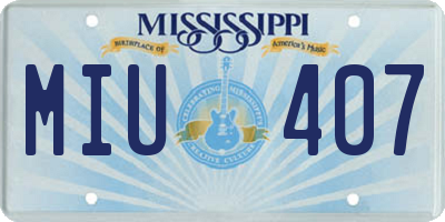 MS license plate MIU407