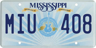MS license plate MIU408