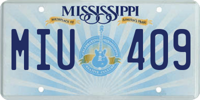 MS license plate MIU409