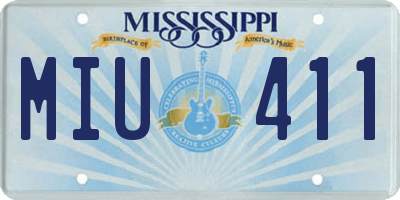 MS license plate MIU411