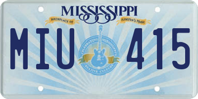 MS license plate MIU415