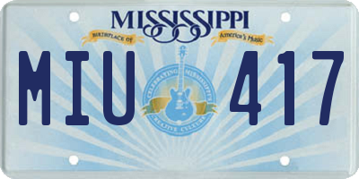 MS license plate MIU417