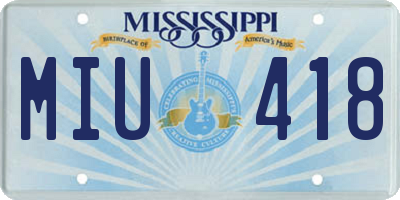 MS license plate MIU418