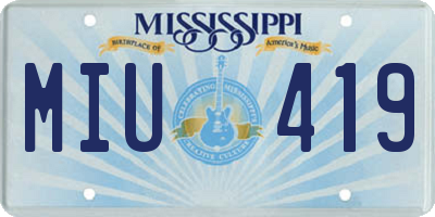 MS license plate MIU419