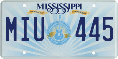 MS license plate MIU445