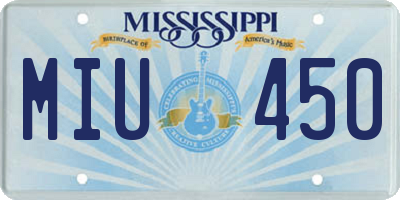 MS license plate MIU450