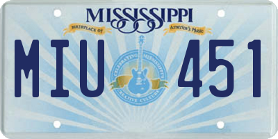 MS license plate MIU451