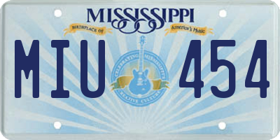 MS license plate MIU454