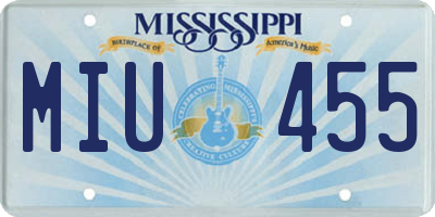 MS license plate MIU455