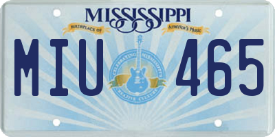 MS license plate MIU465