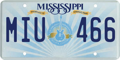 MS license plate MIU466