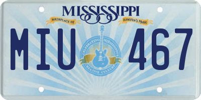 MS license plate MIU467