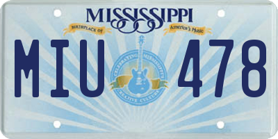 MS license plate MIU478