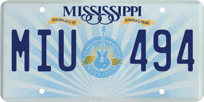 MS license plate MIU494
