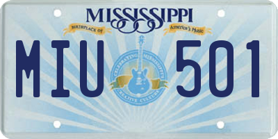 MS license plate MIU501