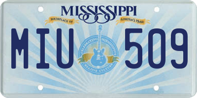 MS license plate MIU509