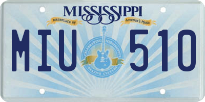 MS license plate MIU510