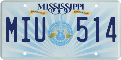 MS license plate MIU514
