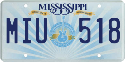 MS license plate MIU518
