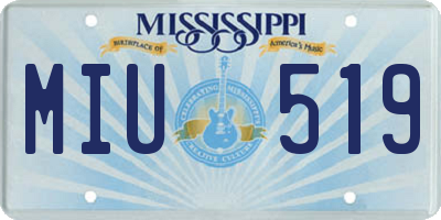 MS license plate MIU519