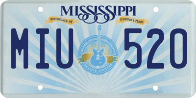 MS license plate MIU520