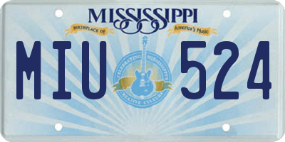 MS license plate MIU524