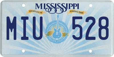 MS license plate MIU528