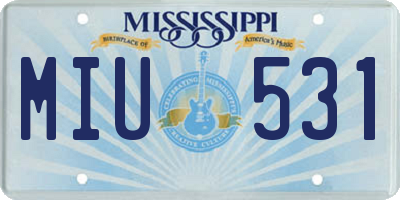 MS license plate MIU531