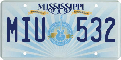 MS license plate MIU532