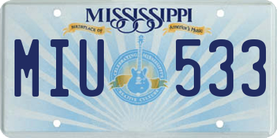 MS license plate MIU533