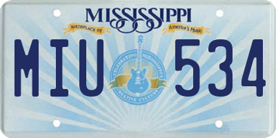 MS license plate MIU534