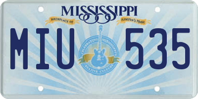 MS license plate MIU535