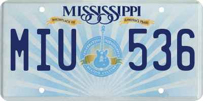 MS license plate MIU536
