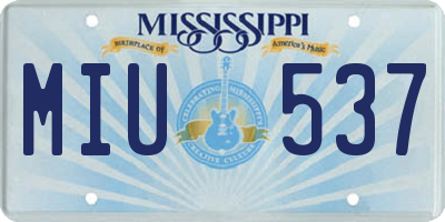 MS license plate MIU537