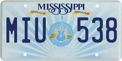 MS license plate MIU538