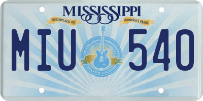MS license plate MIU540