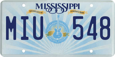 MS license plate MIU548