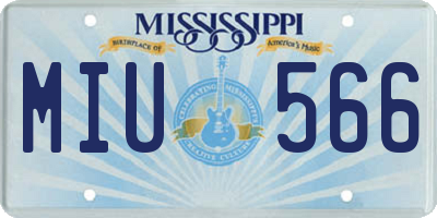 MS license plate MIU566