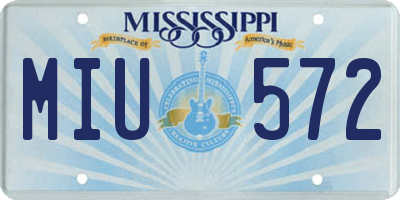 MS license plate MIU572