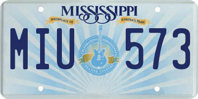 MS license plate MIU573
