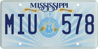 MS license plate MIU578