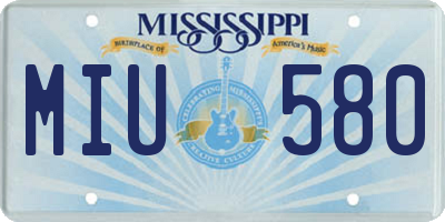 MS license plate MIU580
