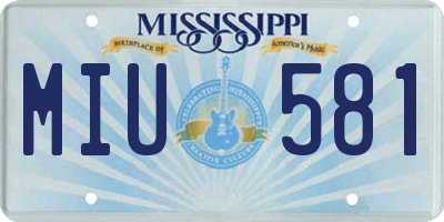 MS license plate MIU581