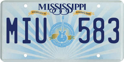 MS license plate MIU583
